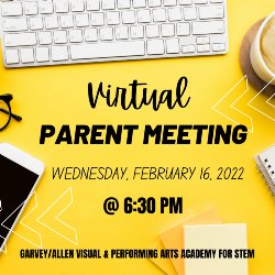 Virtual Parent Meeting today at 6:30 pm on Zoom